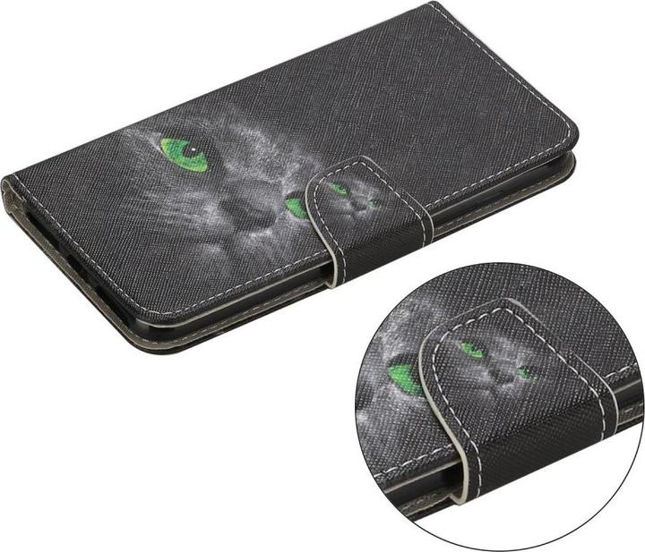 Produktbild Ueli Express iPhone 12 Mini Buch Etui Tasche mit Kartenfach Grüne Katzenaugen (Apple iPhone 12 mini)
