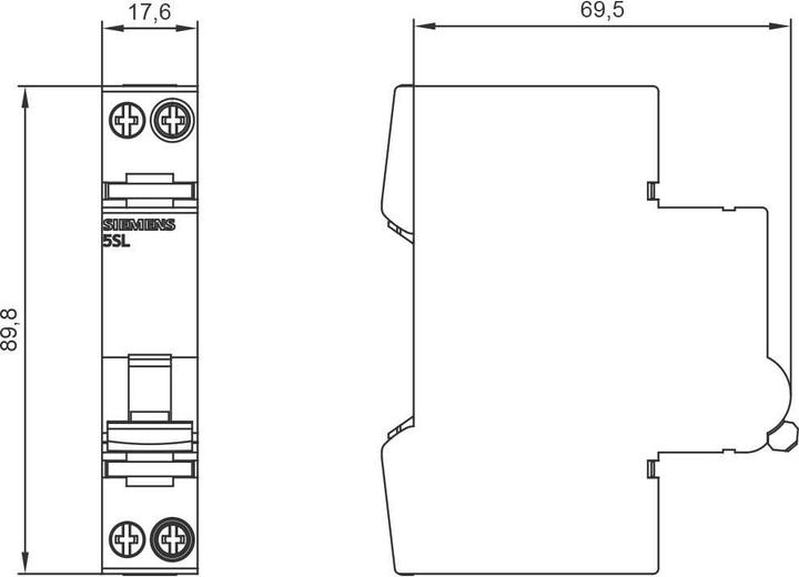 Image du produit Siemens 5SL6010-6 Interrupteur de protection de ligne 230V 6KA 1+N-pol.