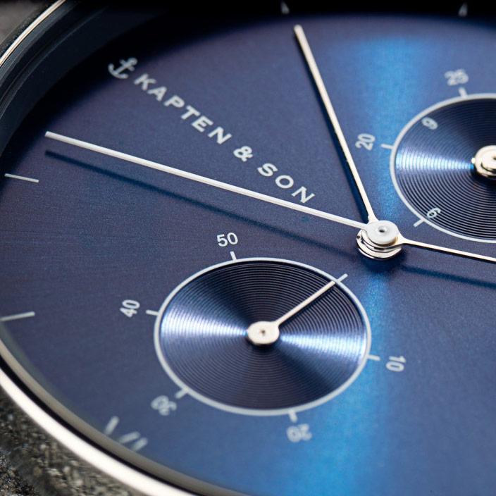 Produktbild Kapten & Son Chrono Silver Blue Brown Croco Leather (Analoguhr, 40 mm)