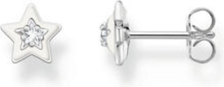 Produktbild Thomas Sabo Ohrstecker Stern mit weissen Steinen und weisser Kaltemaille Silber (Emaille, 925er Silber)
