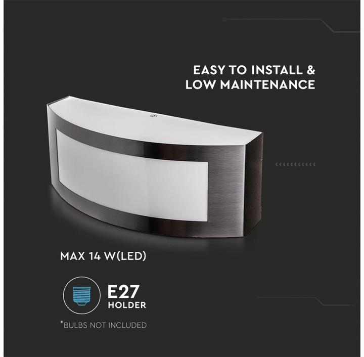 Produktbild V-TAC VT7670 Gartenwandleuchte E27 Edelstahl PC IP44 (E27, IP44)