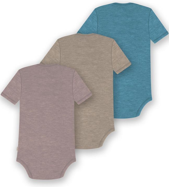 Actual product image Normani Set of 3 baby merino bodysuit short sleeves "Tauranga" - 9299 (56)