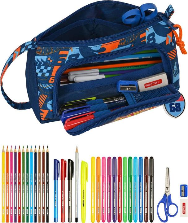 Image du produit Safta Trousse à crayons avec accessoires Hot Wheels Speed club Orange 20 x 11 x 8.5 cm (32 pièces)