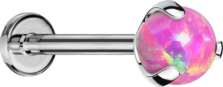 Actual product image Star Piercing Micro Threadless Labret silver with ball Opal pink set (Titanium G23, without brass)