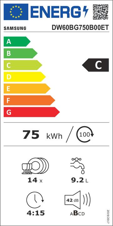 Energie-Label Samsung DW60BG750B00ET