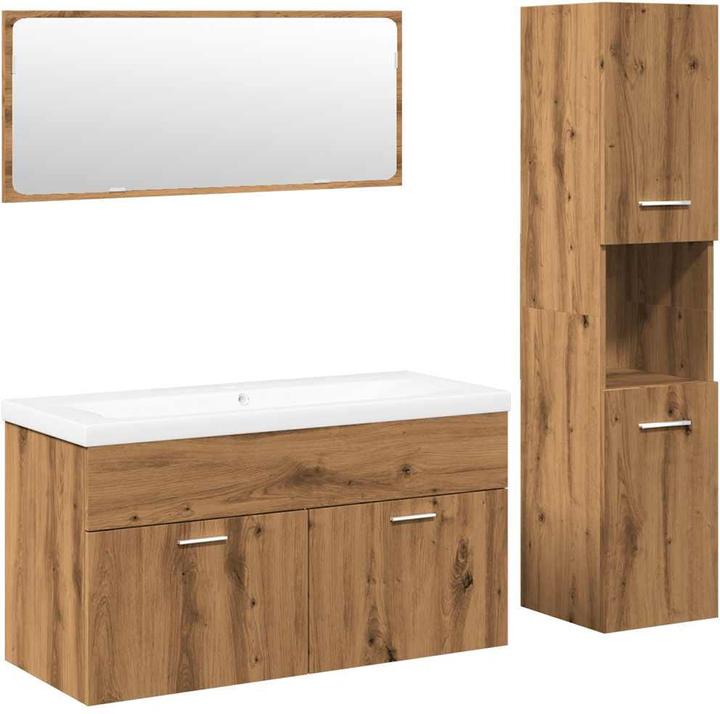 Actual product image VidaXL 4-tlg. Badmöbel-Set Artisan-Eiche Holzwerkstoff Badmöbelset