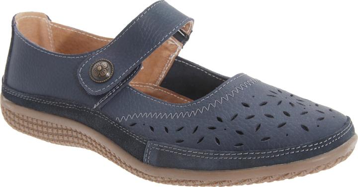Boulevard Sommer Maryjaneschuhe Mit Lochmuster Und Klettverschluss Weite Passform