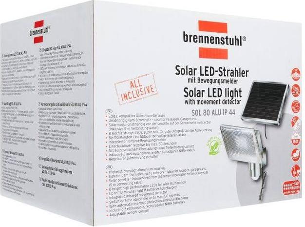 Image du produit Brennenstuhl Spot solaire à LED ALU (350 lm, IP44)