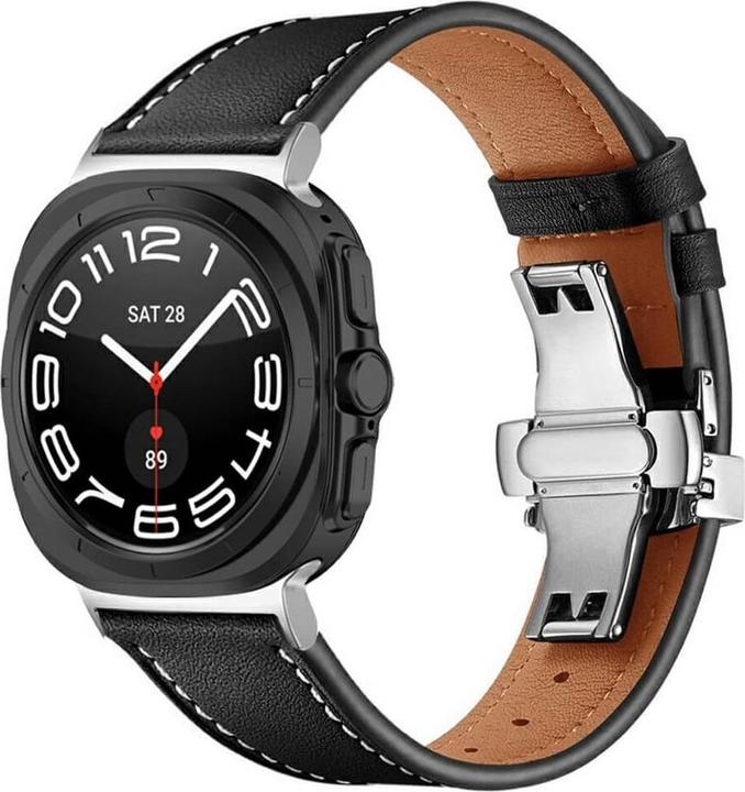 Cover-Discount Galaxy Watch Ultra (47mm) - Lederarmband Ersatz mit Butterfly Verschluss (Leder)