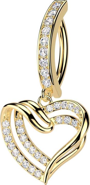 Image du produit Star Piercing Banane pliable plaqué or bouclier cristal argent pendentif coeur (Laiton, Acier chirurgical 316L)