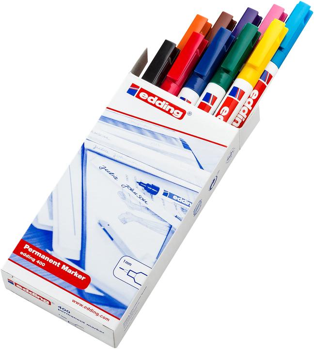 Produktbild Edding 400 (Orange, Gelb, Violett, Grün, Blau, Rosa, Schwarz, Rot, Braun, Hellblau, 1 mm, 10 x)