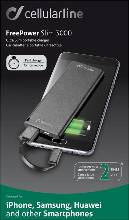 Actual product image Cellularline Freepower Slim (3000 mAh, 10 W, 11.10 Wh)