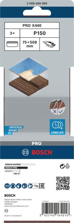 Actual product image Bosch Professional Zubehör PRO X440 sanding belt, 75 x 508 mm, G150 (150)