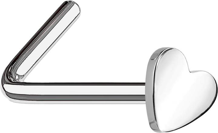 Produktbild Star Piercing Nasenstecker gewinkelt silber mit Herz (Titan G23, ohne Messing)