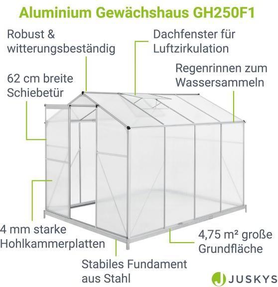 Produktbild Juskys Gewächshaus mit Dachfenster und Fundament