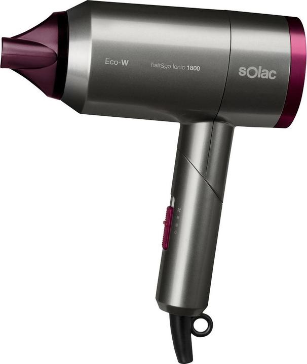 Solac Hair&Go Ionic, Grey, Purple, Hanging ring, 2000 W, 420 g