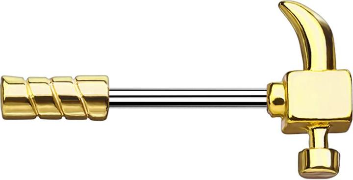 Actual product image Star Piercing Micro Barbell Hammer vergoldet (Brass, Surgical steel 316L)