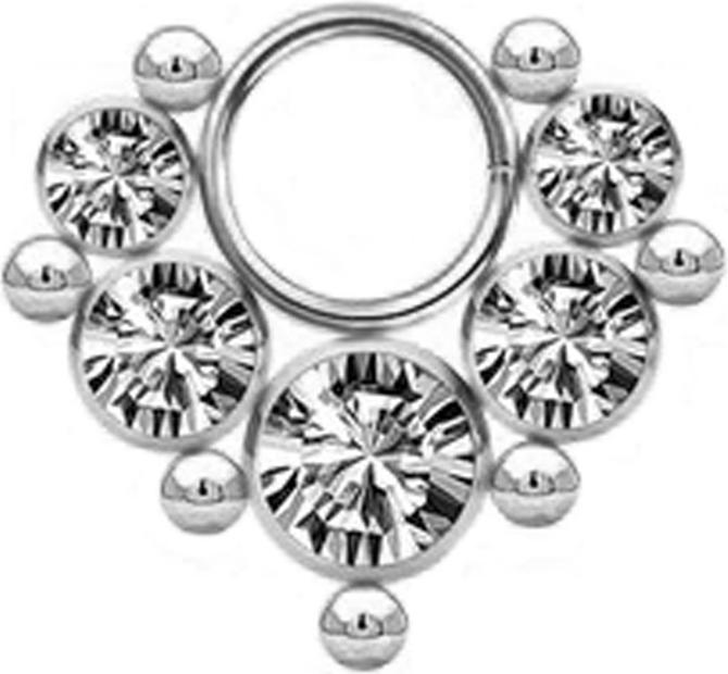 Produktbild Star Piercing Anhänger silber fünf Kristalle silber mit sieben Kugeln (ohne Messing, Chirurgenstahl 316L)