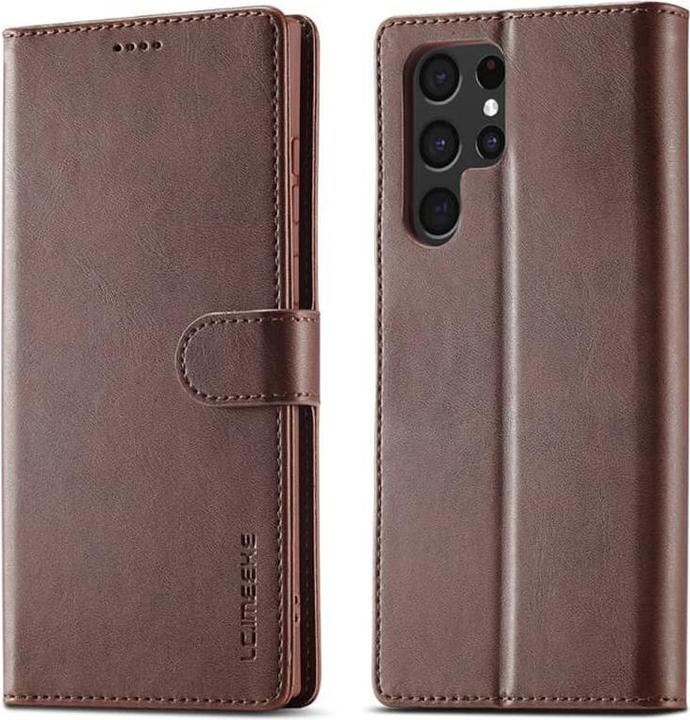 Actual product image LC.Imeeke Samsung S21 Ultra - Wallet case with 3 card slots & magnetic fastener, brown (Samsung Galaxy S21 Ultra)