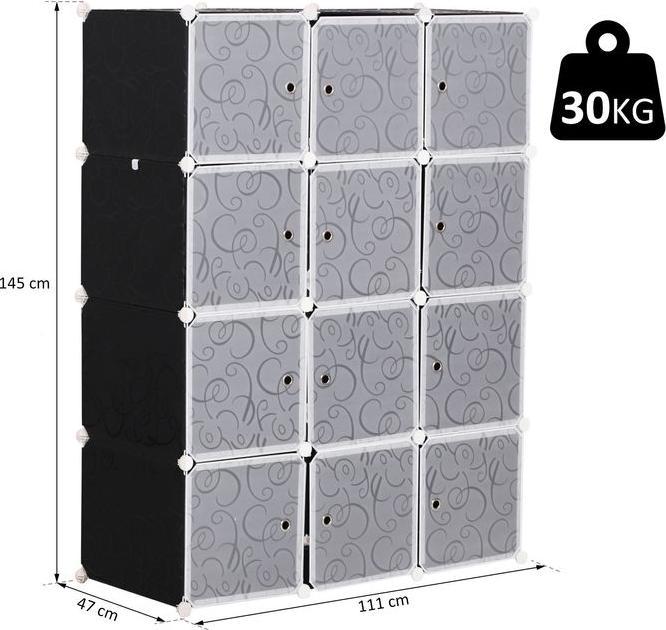 Image du produit Swisshandel24 Penderie DIY Système d'étagères Étagère enfichable Cube Penderie avec tringle à vêtements 2 + 6 (111 x 47 x 145 cm)