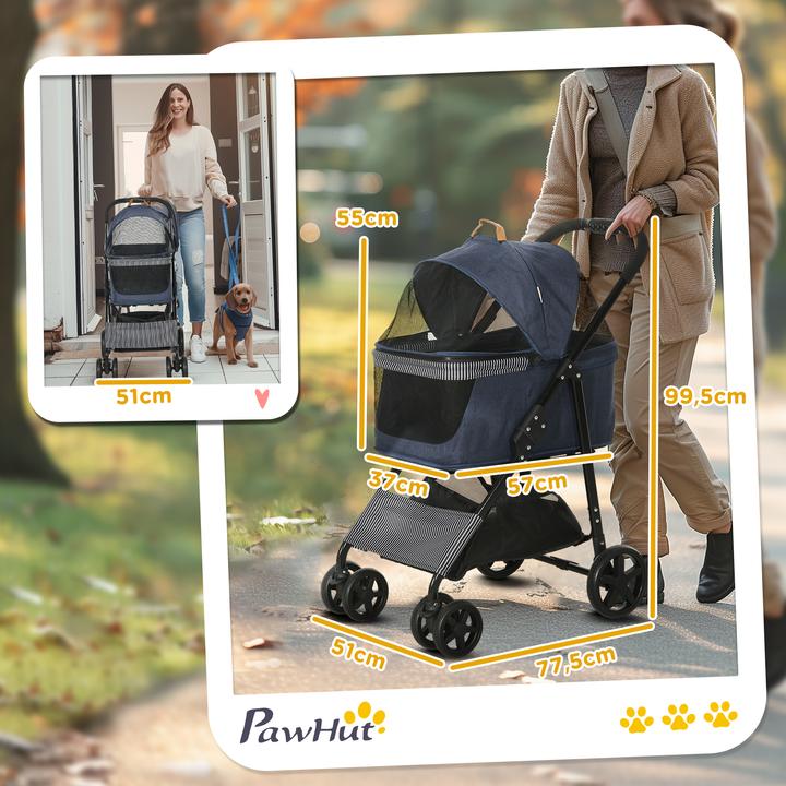 Immagine prodotto PawHut Passeggino per cani di piccola taglia (Cane, Pieghevole, Riflettori)