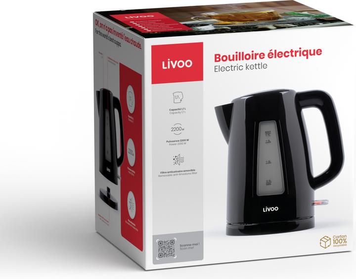 Image du produit Livoo Bouilloire sans fil électrique (1.70 l, Prise UE)