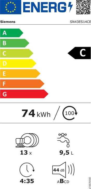 Label énergétique Siemens SN43ES14CE