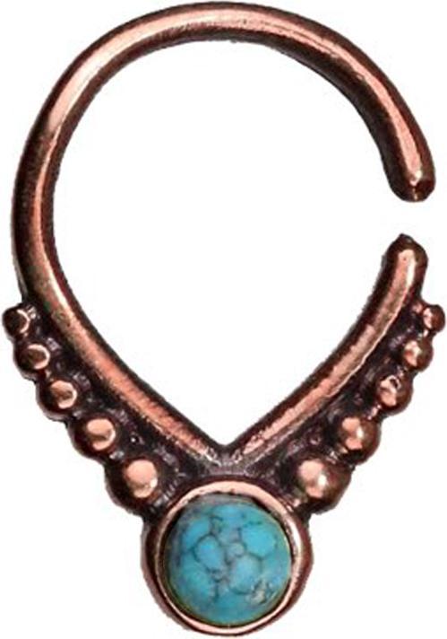 Immagine prodotto Star Piercing Micro Piercing Ring rosegold spitzig Kugelrand mit Türkis Stein (Bronzo, senza ottone)