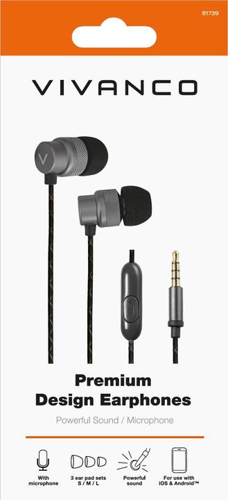Image du produit Vivanco Casque haut de gamme filaire intra-auriculaire/musique noir (Filaire)