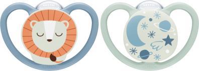 Produktbild NUK Space Night Silikon-Schnuller 6-18M, 2 St, blau/mint (2 x, 6 - 18 Monate)