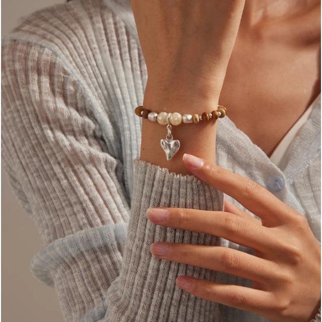 Produktbild Andreani Armband aus echtem Rotem Jaspis mit Herzanhänger von (19 cm)