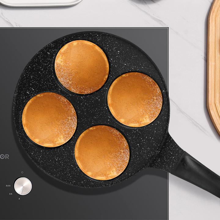 Image du produit Cheffinger Poêle à crêpes 26 cm pour 4 personnes Revêtue de marbre avec poignée ergonomique (26 cm, Poêle à crêpe)