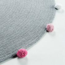 Produktbild Douceur D'intérieur Rundteppich + Pompons, grau, Durchmesser 90 cm, po (90 x 90 x 0.5 cm)