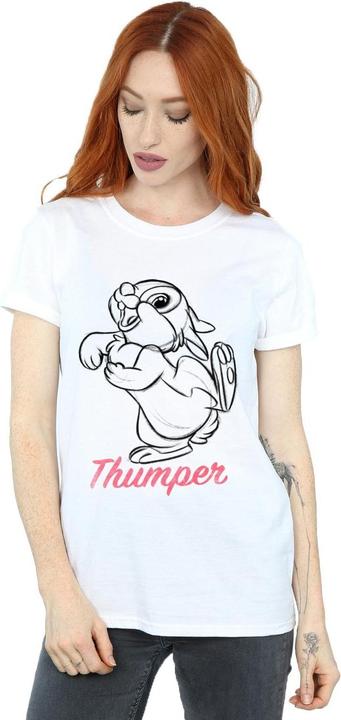 Actual product image Disney Womens/Ladies Bambi Thumper Line Drawing Cotton Boyfriend T-Shirt (S)