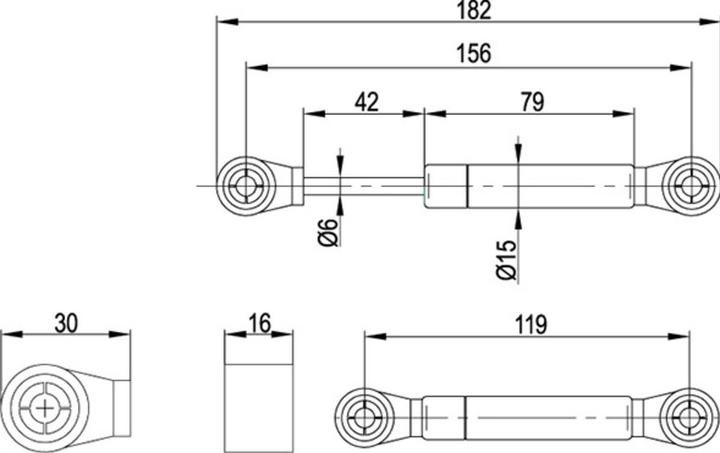 Actual product image OK-Line Gasdruck-Klappenstütze grau L:177mm 80 N (1 pcs.)
