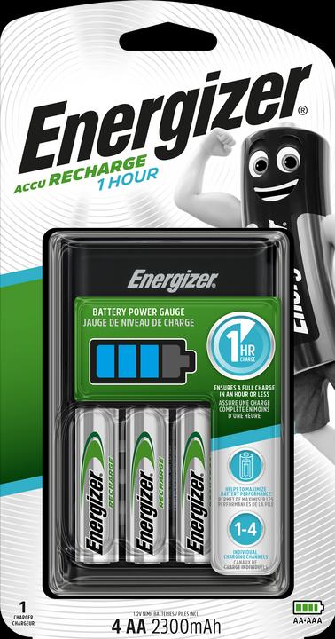 Actual product image Energizer Recharge 1-Hour (4 pcs., AA, AAA, 2300 mAh, Battery + charger)