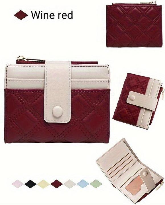 Only-Bags.Store Neue gesteppte Brieftasche mit Reissverschlusstasche und Schnallenverschluss, perfekt für Geschenke