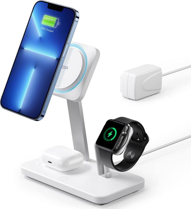 Actual product image ESR Wireless Charger with CryoBoost, 3in1 Magsafe, White (15 W)
