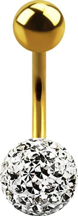 Produktbild Star Piercing Banane vergoldet mit Kugel und Kristall Kugel silber Epoxy Schutzschicht (Titan G23, ohne Messing)