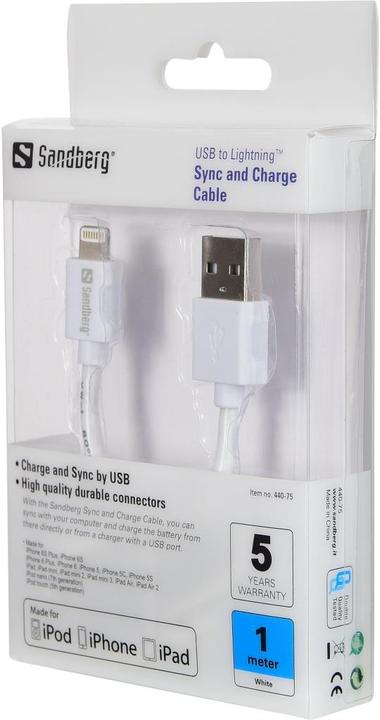 Immagine prodotto Sandberg USB su Lightning (1 m, USB 2.0)