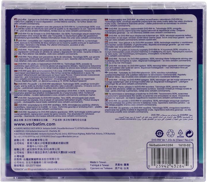 Produktbild Verbatim DVD-RW, 4x, 4.7GB, 5er Pack (5 x)