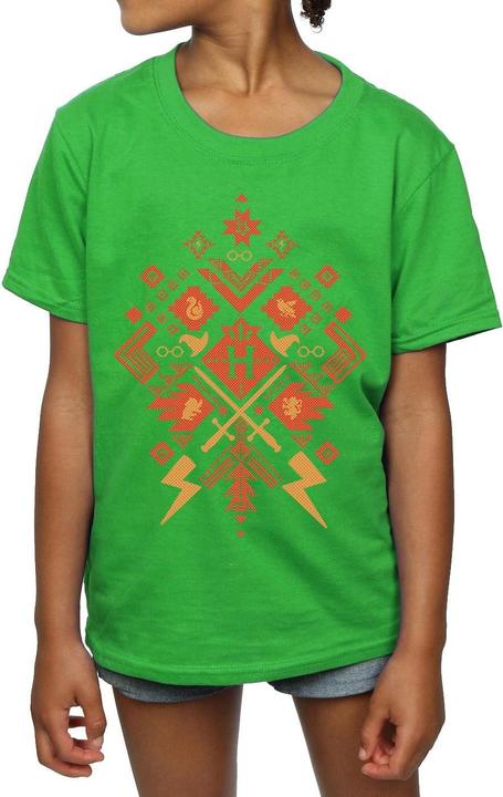 Actual product image Girls Christmas Fair Isle Cotton T-Shirt (140, 146)