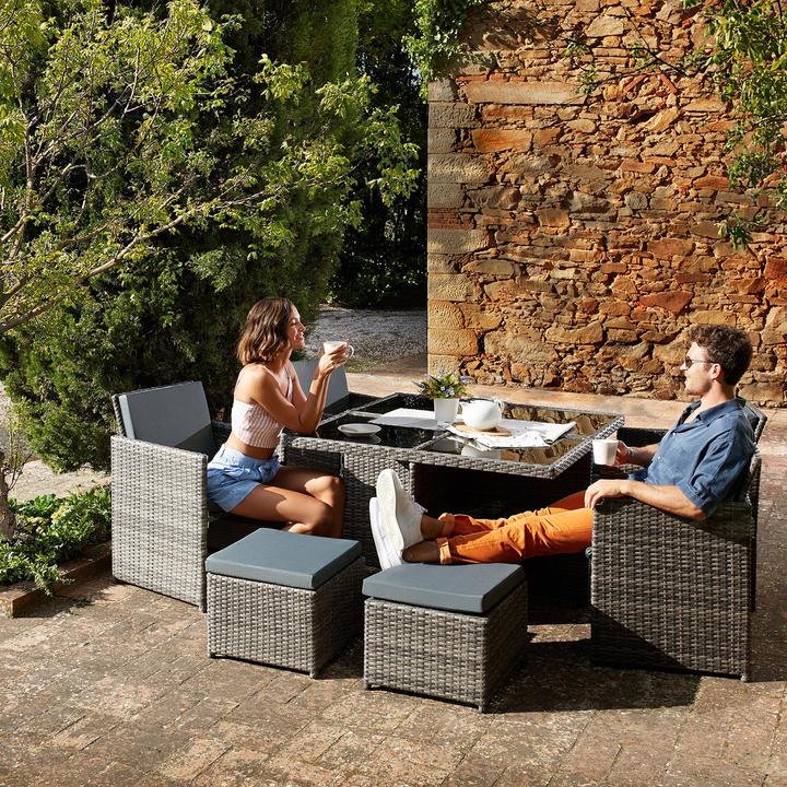 Immagine prodotto tectake set da giardino in rattan e alluminio Manhattan, variante 2 (100 cm)