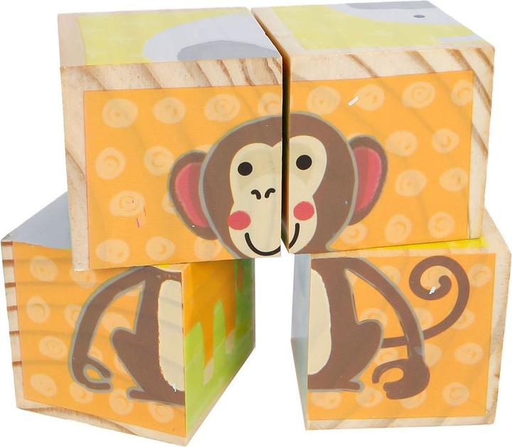 Actual product image Wooden building block puzzle animals FSC, 4 pcs.