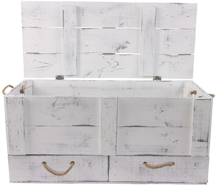 Produktbild Holz Zollhaus Truhe Vintage Shabby Weiss, 85 x 42 cm (42 x 85 x 12 cm, 137.51 l)