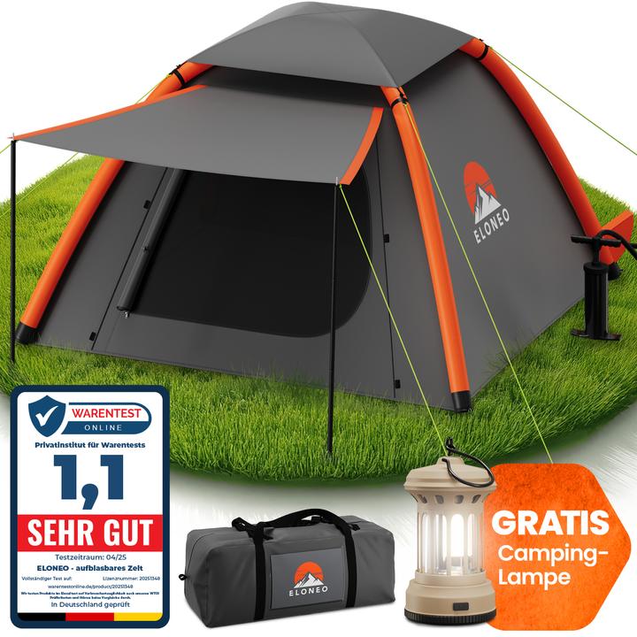Image du produit Eloneo Aufblasbares Zelt mit Vordach & Luftpumpe, Camping Zelt wasserdicht, Luftzelt Ultraleicht (Tente gonflable, 6.50 kg, 4 personnes)