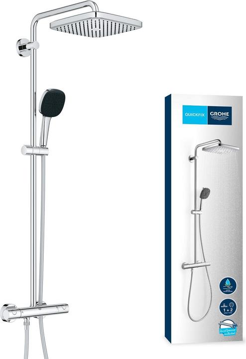 Productafbeelding Grohe Vitalio Comfort 250 Cube douchesysteem met thermostatische mengkraan en Vitalio Comfort 110