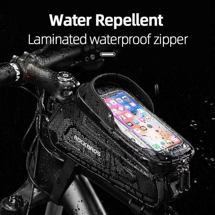 Actual product image Rockbros B68 armoured bicycle bag with phone cover 1.5l - black (1.50 l, Luggage carrier bag)