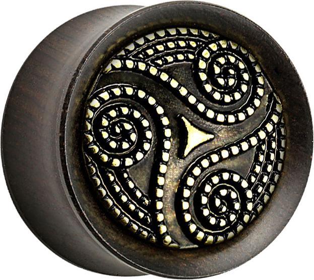 Immagine prodotto Star Piercing Spina svasata in ebano con puntini a forma di vortice tribale (Organico, Ottone)