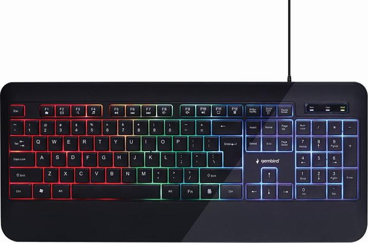 Image du produit Gembird /'Rainbow/' Clavier multimédia rétro-éclairé, noir, US Layout (US, Filaire)